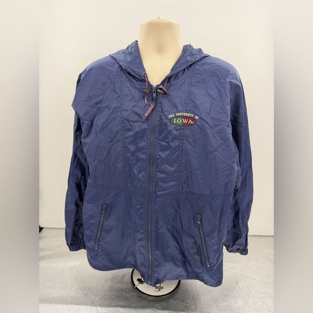 Vintage JanSport University of Iowa Hawkeyes Windbreaker Jacket Blue Men Medium
